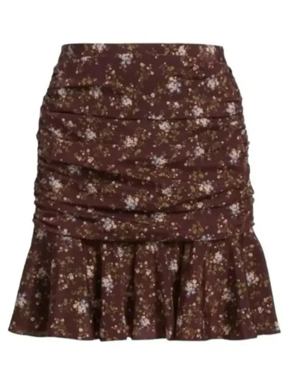 Veronica Beard Taras Floral Print Skirt Silk Blend Merlot